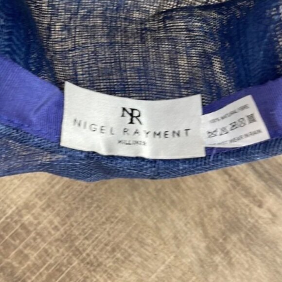 Authentic Nigel Rayment Designer Derby Hat - Royal Blue Sinamay & Feathers main image 4